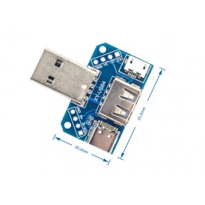 Адаптер переходник USB в microUSB + Type-С + USB